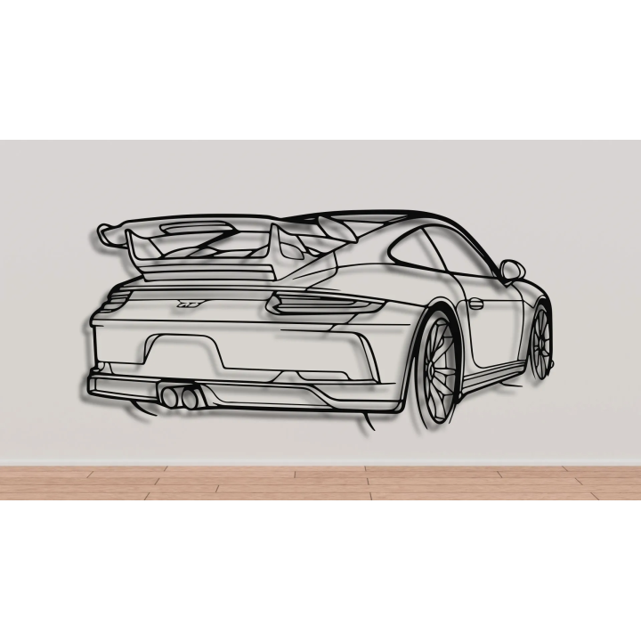 Porsche 911 991 GT3 back angle silhouette