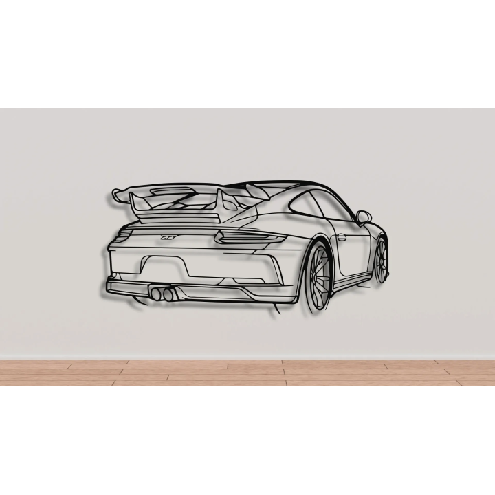 Porsche 911 991 GT3 back angle silhouette