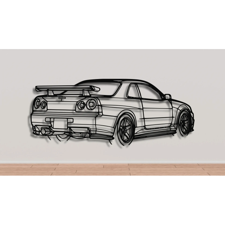 Nissan Skyline GTR R34 rear angled silhouette