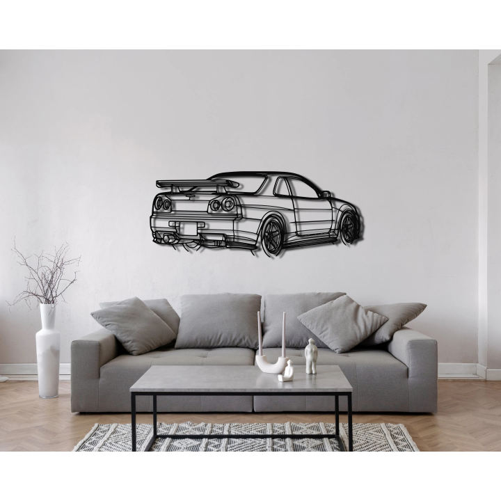 Nissan Skyline GTR R34 rear angled silhouette